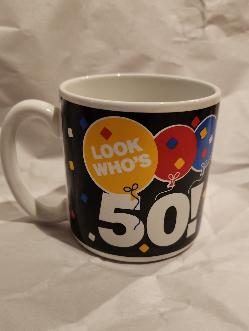 Look Who's 50! Celebration Ceramic Coffee Mug - Black VINTAGE 1980S